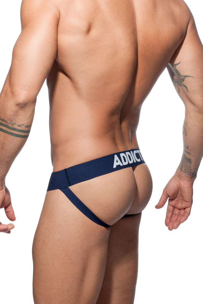 Addicted Push Up Mesh Jock | Navy | AD773-09  - Mens Jockstraps - Rear View - Topdrawers Underwear for Men
