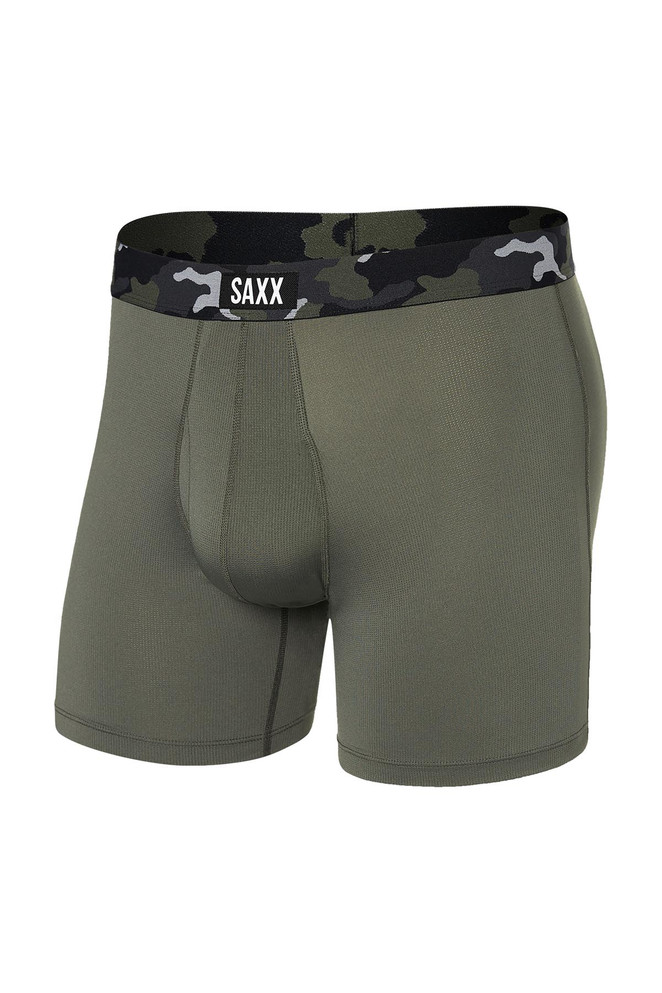 Saxx Sport Mesh Boxer Brief w/ Fly | Dusty Olive  | SXBB12F-DOC  - Mens Boxer Briefs - Front View - Topdrawers Underwear for Men
