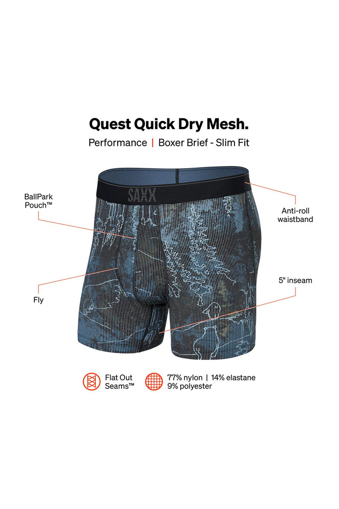 Saxx Quest Boxer Brief w/ Fly | Smokey Mountains Multi | SXBB70F-SMM  - Mens Boxer Briefs - Front View - Topdrawers Underwear for Men

