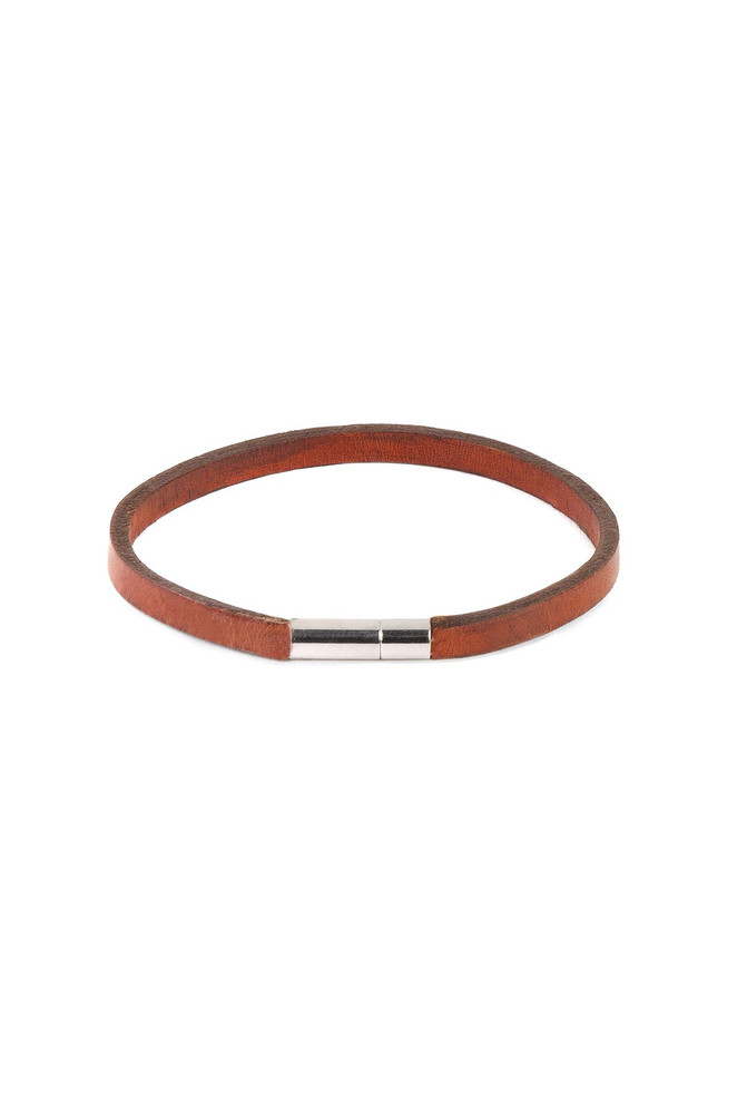 Brave Leather Cai Cuff | Brandy | B989CAI-BRND  - Mens Bracelets - Front View - Topdrawers Apparel for Men
