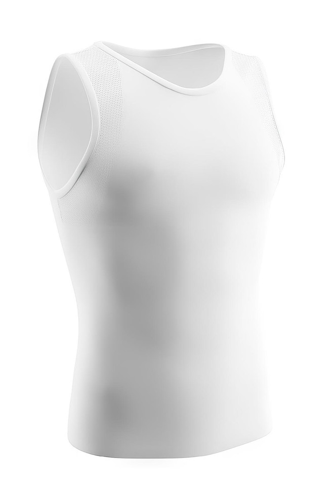 Leo Stretch Cotton Moderate Shaper Tank w/ Mesh | White | 035022-000  - Mens Shapewear - Front View - Topdrawers Underwear for Men
