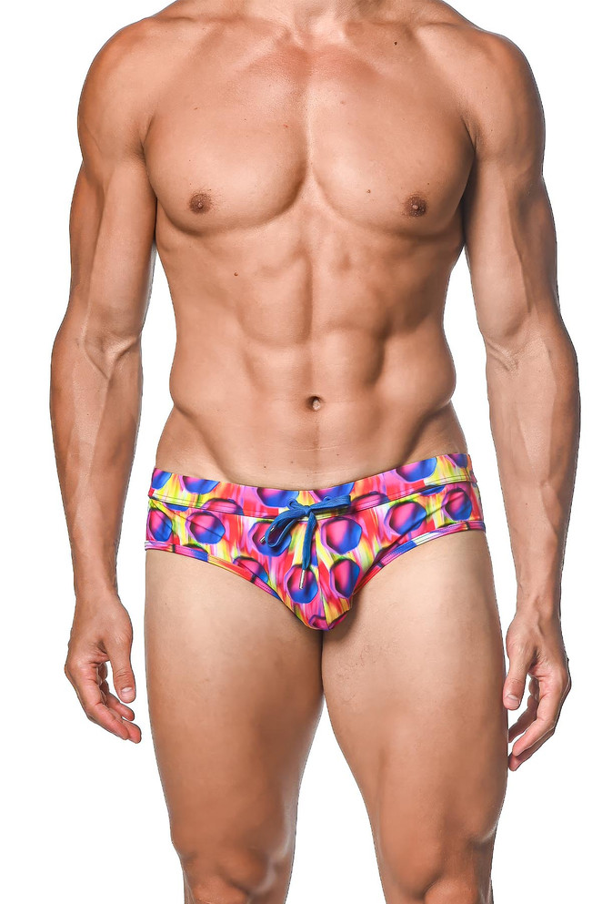 ST33LE Freestyle Swim Brief | Fuchsia/Royal Hex | ST-8000-88  - Mens Swim Briefs - Front View - Topdrawers Swimwear for Men
