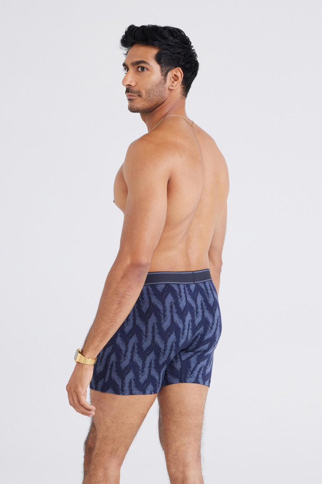 Saxx Daytripper Boxer Brief Fly Ikat Chevron Deep Navy SXBB11F | Rear View | Mens Boxer Briefs | Topdrawers Underwear for Men