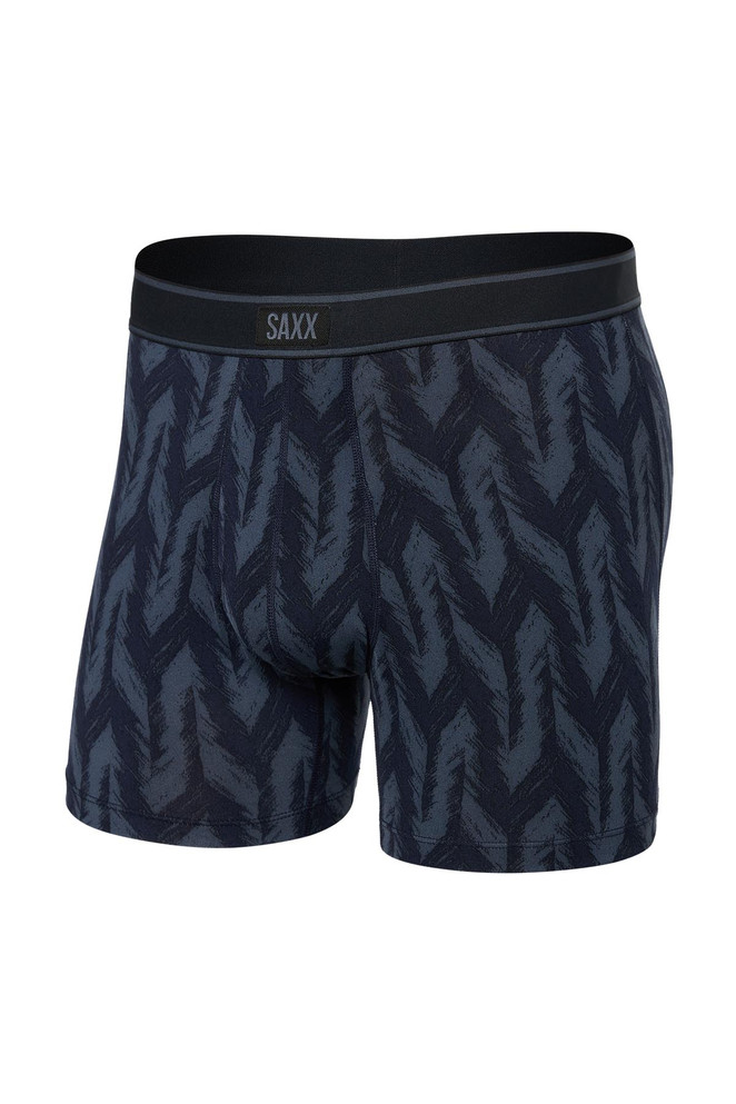 Saxx Daytripper Boxer Brief Fly Ikat Chevron Deep Navy SXBB11F | Front View | Mens Boxer Briefs | Topdrawers Underwear for Men