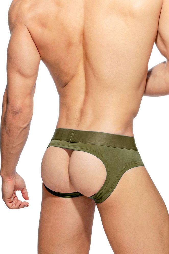 Addicted Fetish Bottomless Fetish Brief | Khaki ADF92 | Rear View | Mens Jock Briefs | Topdrawers Underwear for Men