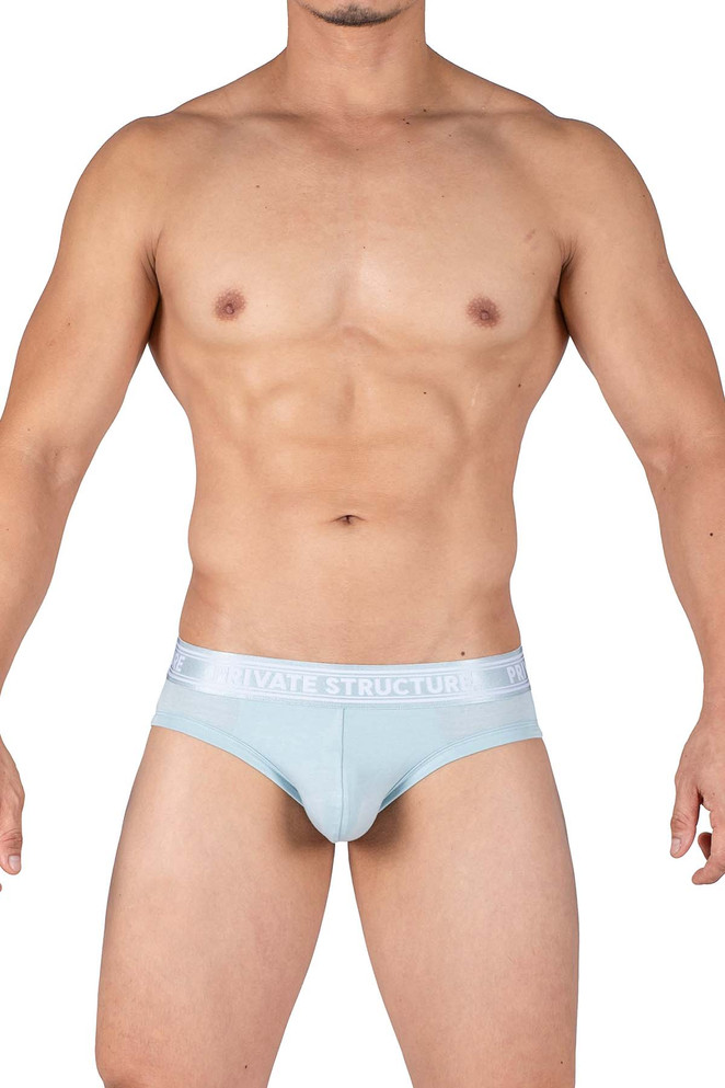 Private Structure Bamboo Viscose Mid Waist Mini Brief | Frost Blue PBUT4378 | Front View | Mens Briefs | Topdrawers Underwear for Men
