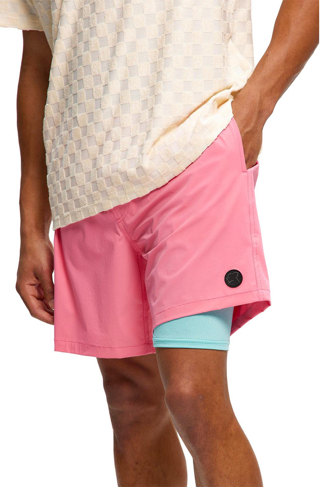 Kuwalla Tee 2 1 Swim Trunk | Pink Lemonade KUL-SWIM05 | Front View | Mens Swim Shorts | Topdrawers Swimwear for Men