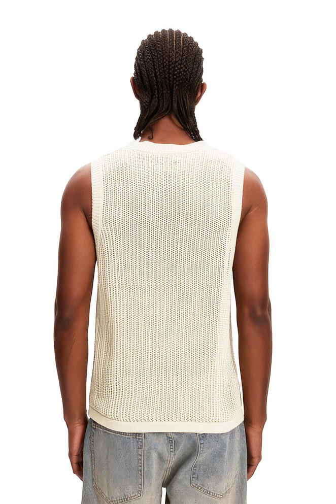 Kuwalla Tee Mesh Sleeveless Vest | Cream UKUL-0125-KVT707 | Front View | Mens Casual Tops | Topdrawers Clothing for Men