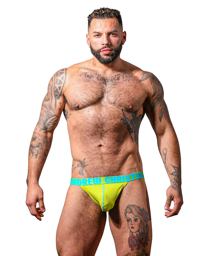 Andrew Christian Happy Jock w/ Almost Naked | Lime 93595 | Front View | Mens Jockstraps | Topdrawers Underwear for Men