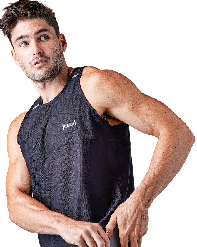 Peelers Power Tank | Black PW25TK | Front View | Mens Tank Tops | Topdrawers Clothing for Men