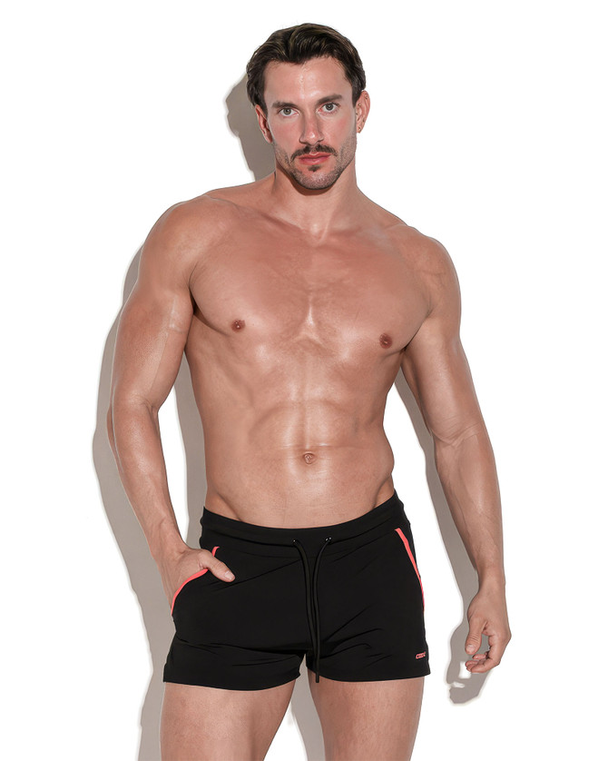 CODE 22 Training Mini Short | Black 9938 | Front View | Mens Athletic Shorts | Topdrawers Clothing for Men