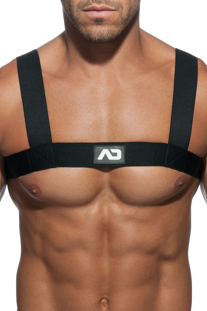 10 Black - Addicted Basic Elastic Harness ADF104 - Front View - Topdrawers Underwear for Men