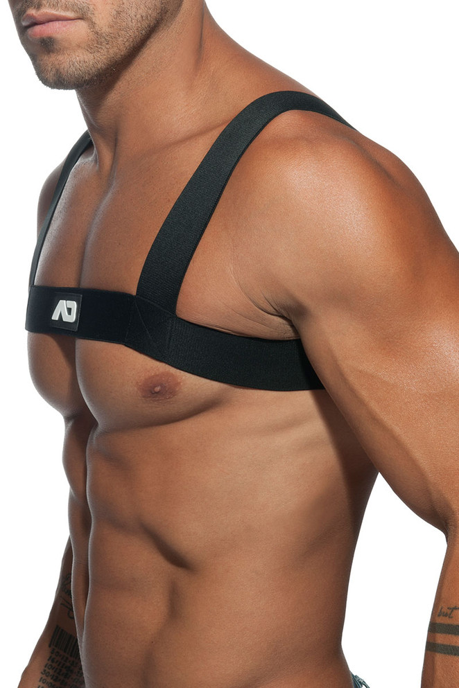 10 Black - Addicted Basic Elastic Harness ADF104 - Side View - Topdrawers Underwear for Men