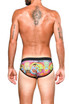 ST33LE Freestyle Swim Brief | Fuchsia/Turquoise Crowns | ST-8000-78  - Mens Swim Briefs - Rear View - Topdrawers Swimwear for Men
