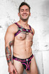 Breedwell Equalizer Bulldog Harness | Neon Pink 2406-BULLDOGBODY | Front View | Mens Fetish Elastic Harnesses | Topdrawers Underwear for Men