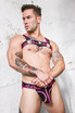 Breedwell Equalizer Bulldog Harness | Neon Pink 2406-BULLDOGBODY | Side View | Mens Fetish Elastic Harnesses | Topdrawers Underwear for Men