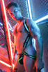 Breedwell Transistor Slingshot Body Harness | Neon Green 2312-SLINGSHOTBODY | Side View | Mens Fetish Harnesses | Topdrawers Underwear for Men