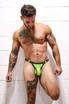 Breedwell Neo Camo Thong | Neon Green 2311-THONG | Side View | Mens Thongs | Topdrawers Underwear for Men