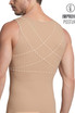 Leo PowerSlim Double Layer Compression Vest | Golden Beige 35027 | Rear View | Mens Sleeveless T-Shirts | Topdrawers Clothing for Men
