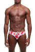YUASA Slim Swim Brief | Lazy Daisy Red YT-124-162 | Front View | Mens Swim Briefs | Topdrawers Swimwear for Men