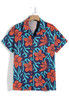 YUASA Resort Shirt | Flower Fields Red Blue YT-001-154 | Front View | Mens Short Sleeve Shirts | Topdrawers Clothing for Men