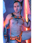 Breedwell Revolution Bulldog Body Harness | Neon Orange 2412-BULLDOGBODY | Side View | Mens Fetish Elastic Harnesses | Topdrawers Underwear for Men