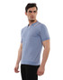 Postmarc Open Collar Textured Stripe Silk Tencel Knit Polo | Slate Pink PM-16314 | Side View | Mens Polo Shirts | Topdrawers Clothing for Men