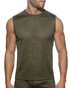 Addicted Nexus Mesh Tank Top | Khaki AD1337 | Front View | Mens Sleeveless T-Shirts | Topdrawers Clothing for Men