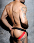 Addicted Fetish Stripe Fetish Jockstrap | Red ADF13 | Rear View | Mens Jockstraps | Topdrawers Underwear for Men