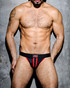 Addicted Fetish Stripe Fetish Jockstrap | Red ADF13 | Front View | Mens Jockstraps | Topdrawers Underwear for Men