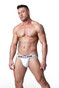 GYM Jockstrap Athletic Supporter w/ Hard Cup | White | GYM007-WH  - Mens Jockstraps - Front View - Topdrawers Underwear for Men
