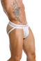 GYM Jockstrap Old School Jockstrap w/ 2" Waistband | White | GYM010-WH  - Mens Jockstraps - Side View - Topdrawers Underwear for Men
