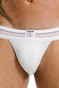 GYM Jockstrap Old School Jockstrap w/ 2" Waistband | White | GYM010-WH  - Mens Jockstraps - Front View - Topdrawers Underwear for Men
