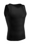 Leo Stretch Cotton Moderate Shaper Tank w/ Mesh | Black | 035022-700  - Mens Shapewear - Front View - Topdrawers Underwear for Men
