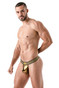 TOF Paris Metal Stringless Thong | Gold TOF136-O | Front View | Mens Pouch Thongs | Topdrawers Underwear for Men