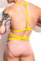 ThePack Hendrik Vegan Leather Harness | Yellow HNS-22-LTHR-6 | Rear View | Mens Fetish Leather Harnesses | Topdrawers Underwear for Men