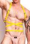 ThePack Hendrik Vegan Leather Harness | Yellow HNS-22-LTHR-6 | Front View | Mens Fetish Leather Harnesses | Topdrawers Underwear for Men