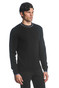 Postmarc Silk Tencel Textured Knit Crew Sweater | Black PM-16221 | Side View | Mens Casual Tops | Topdrawers Clothing for Men
