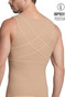 Leo PowerSlim Double Layer Compression Vest | Golden Beige 35027 | Rear View | Mens Sleeveless T-Shirts | Topdrawers Clothing for Men