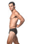 ST33LE Swim Brief Front Buckle | Black ST-8021 | Side View | Mens Swim Briefs | Topdrawers Swimwear for Men