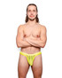 Sukrew Underground Mesh Low Rise Thong | Acid Yellow MLT-PE-145 | Front View | Mens Thongs | Topdrawers Underwear for Men