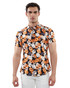 ST33LE Stretch Jersey Knit Short Sleeve Shirt | Grey Orange Floral ST-9310 | Front View | Mens Short Sleeve Shirts | Topdrawers Clothing for Men