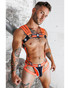 Breedwell Circuit Breaker Body Harness | Neon Orange 2504-BDHARNESS | Side View | Mens Fetish Elastic Harnesses | Topdrawers Underwear for Men