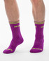 Barcode Berlin Festival Socks Purple Neon Green 92307 | Front View | Mens Crew Socks | Topdrawers Apparel for Men