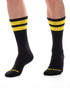 Barcode Berlin Gym Socks Black Yellow 91366 | Front View | Mens Crew Socks | Topdrawers Apparel for Men