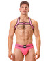 Barcode Berlin Colin Harness Pink Black 91853 | Front View | Mens Fetish Elastic Harnesses | Topdrawers Underwear for Men