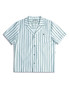Champlain Striped Camp Collar Shirt White Green CHP-003-SS26013-04 | Front View | Mens Short Sleeve Shirts | Topdrawers Clothing for Men