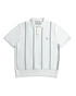 Champlain Vertical Stripe Knit Polo White Green CHP-002-SS26017-04 | Front View | Mens Polo Shirts | Topdrawers Clothing for Men