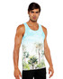 ST33LE Stretch Mesh Tank Teal Green Palm Trees ST-11136 | Side View | Mens Tank Tops | Topdrawers Clothing for Men