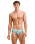 ST33LE Swim Brief Teal Multi Drips ST-8015-33 | Front View | Mens Swim Briefs | Topdrawers Swimwear for Men